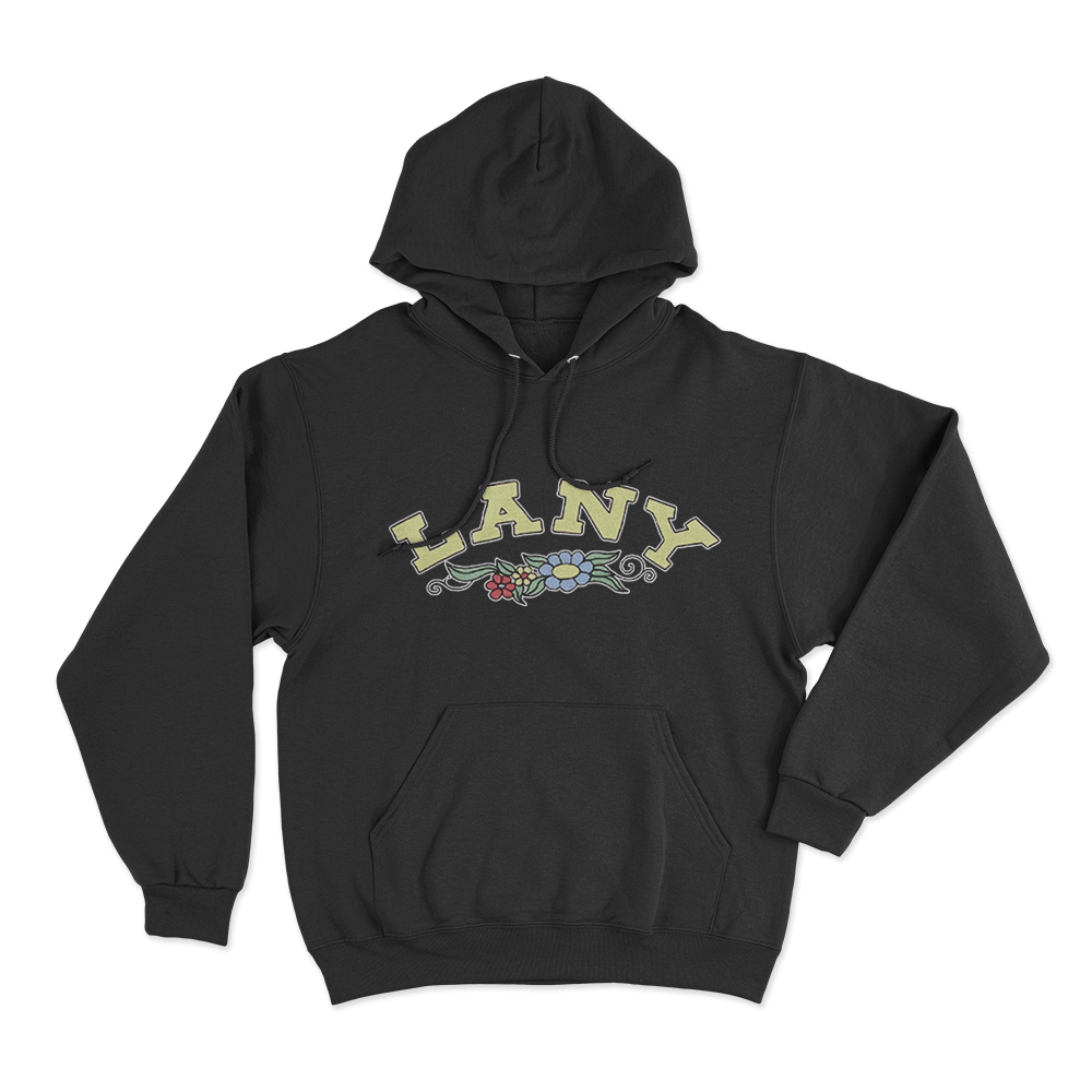 LANY Vintage Floral Lettering Unisex Hoodie Black LANY Vintage Floral Lettering Unisex Hoodie Black
