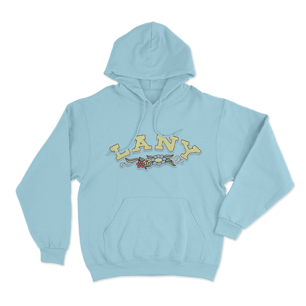 LANY Vintage Floral Lettering Unisex Hoodie Sky Blue LANY Vintage Floral Lettering Unisex Hoodie Sky Blue