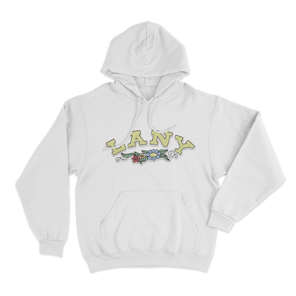 LANY Vintage Floral Lettering Unisex Hoodie White LANY Vintage Floral Lettering Unisex Hoodie White