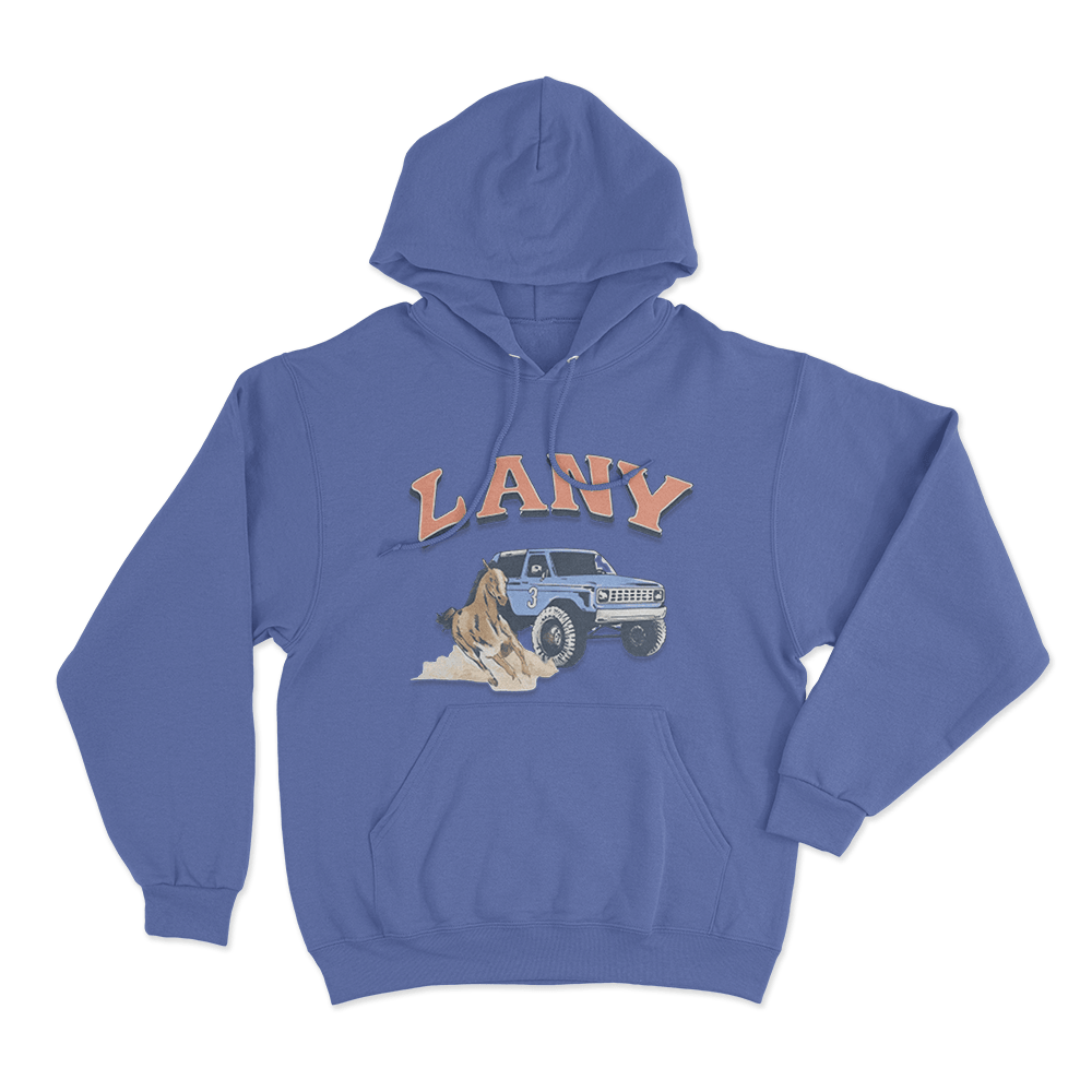 LANY Western Horse Bronco Print Unisex Hoodie Blue LANY Western Horse Bronco Print Unisex Hoodie Blue