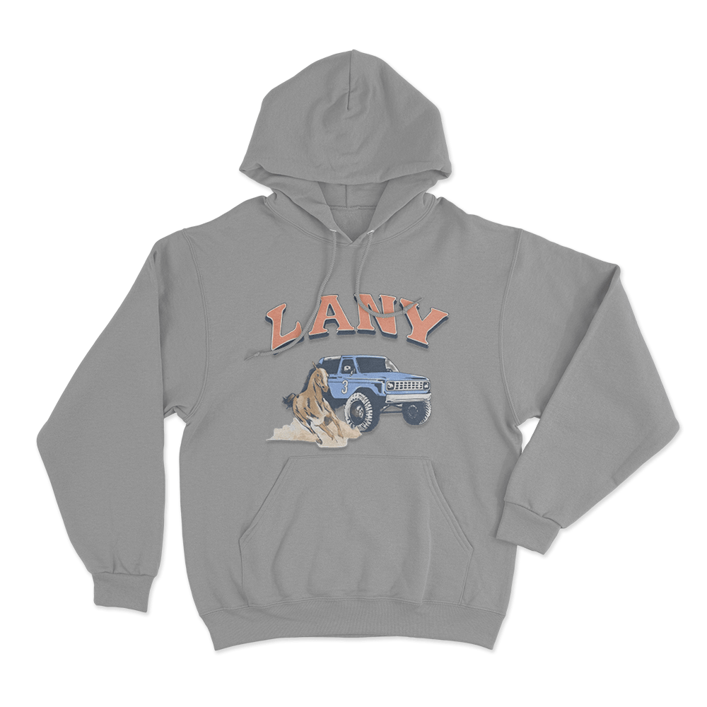 LANY Western Horse Bronco Print Unisex Hoodie Grey LANY Western Horse Bronco Print Unisex Hoodie Grey