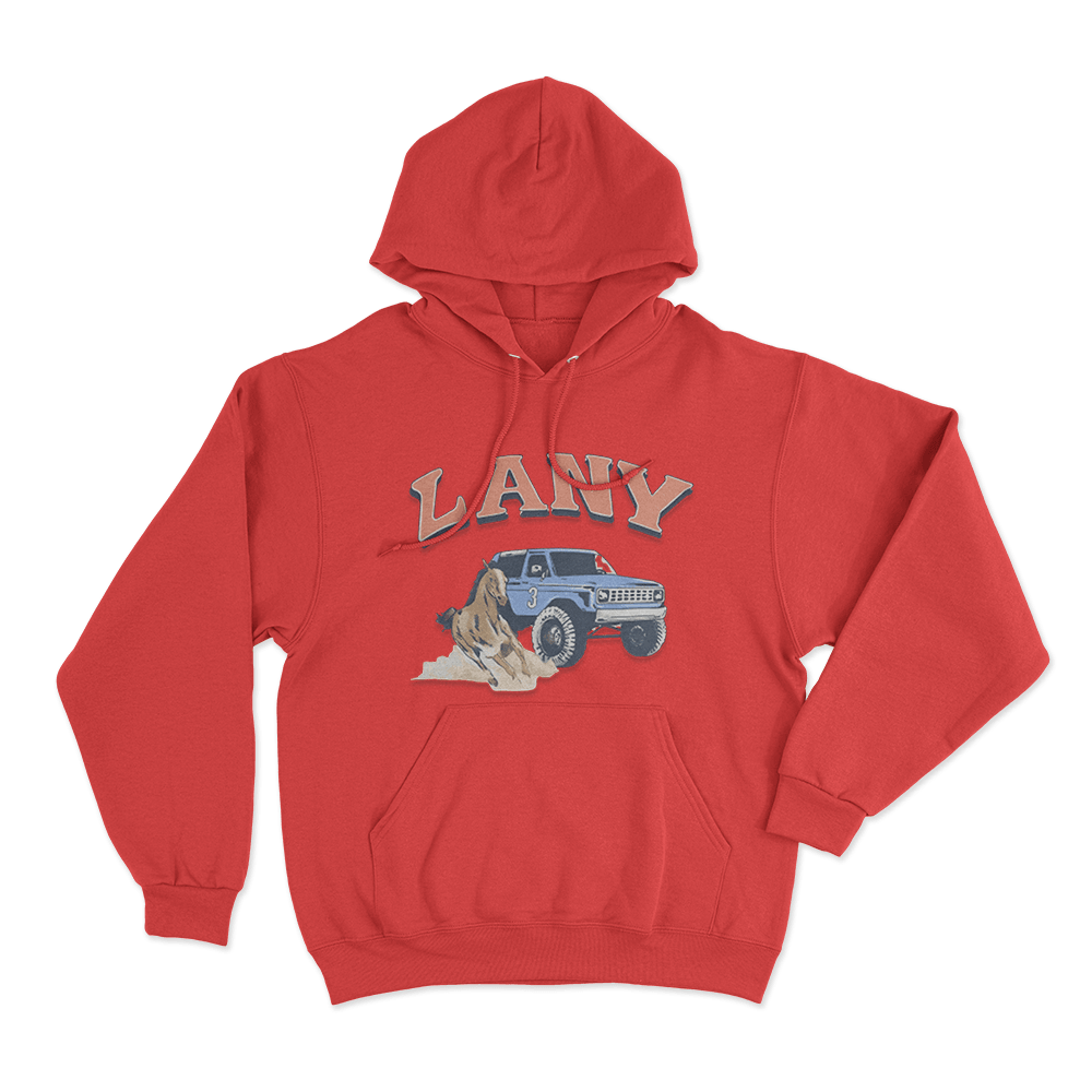 LANY Western Horse Bronco Print Unisex Hoodie Red LANY Western Horse Bronco Print Unisex Hoodie Red