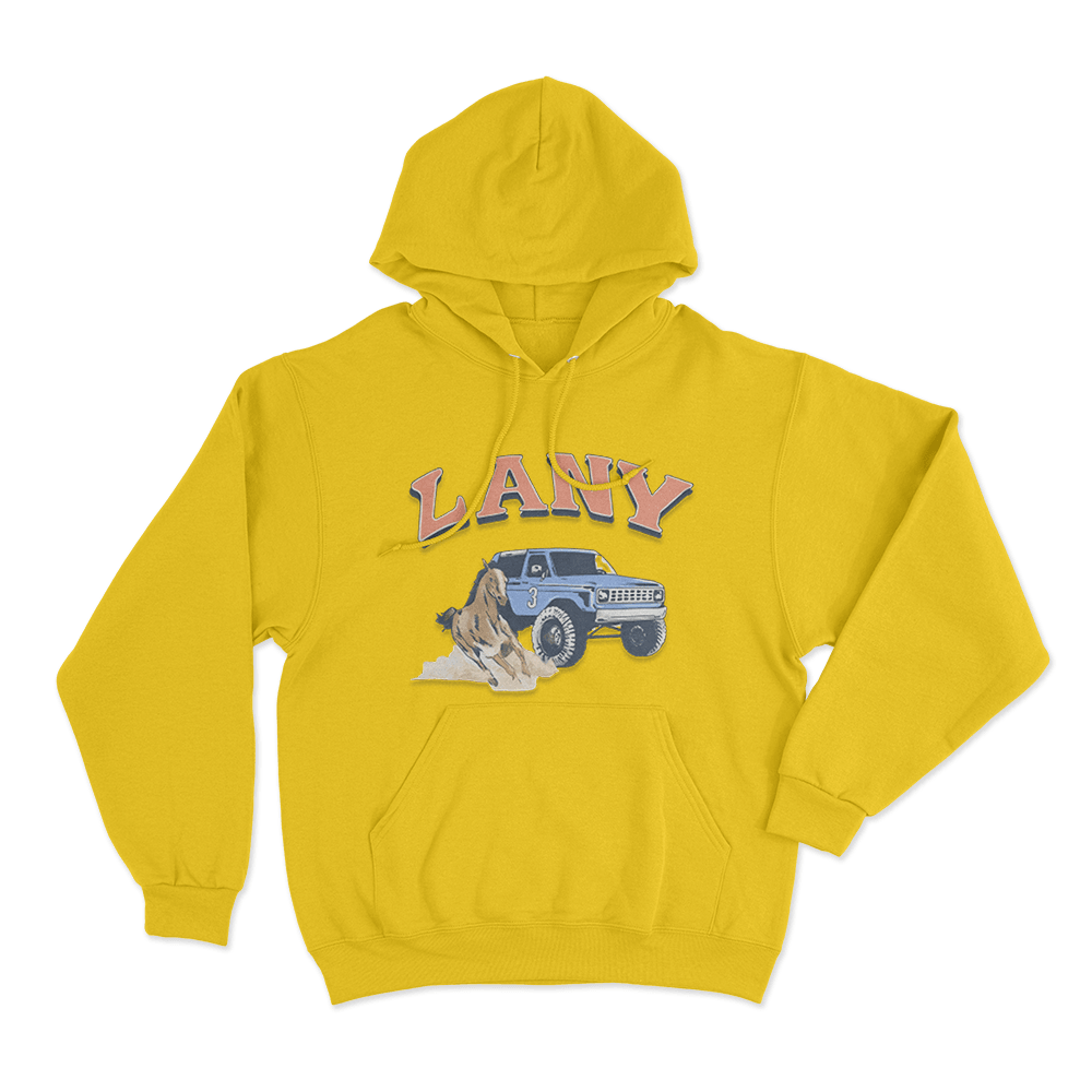 LANY Western Horse Bronco Print Unisex Hoodie Yellow LANY Western Horse Bronco Print Unisex Hoodie Yellow