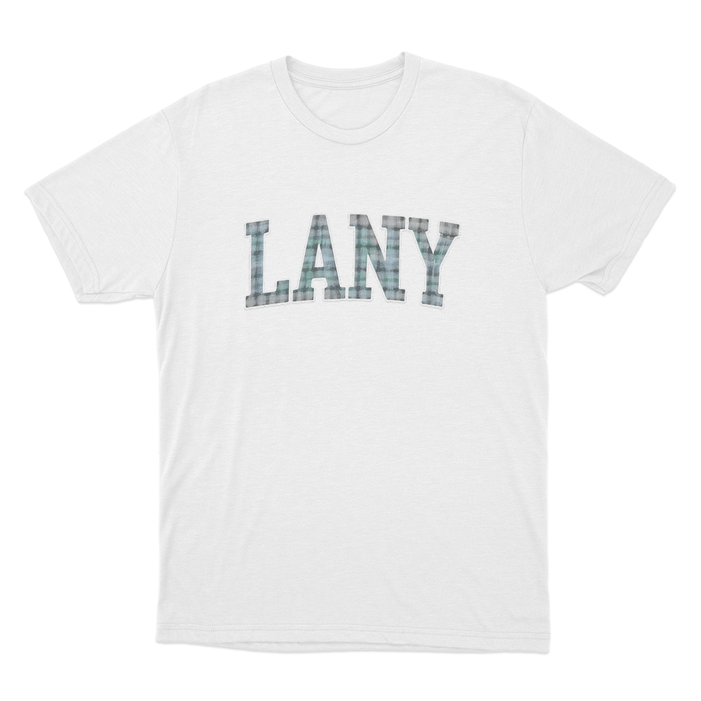 Plaid LANY Collegiate Unisex T Shirt White Plaid LANY Collegiate Unisex T Shirt White